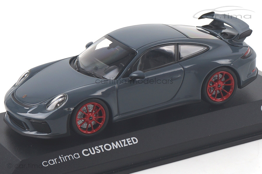 Porsche 911 (991 II) GT3 Graphitblaumet./Rad rot Minichamps car.tima CUSTOMIZED