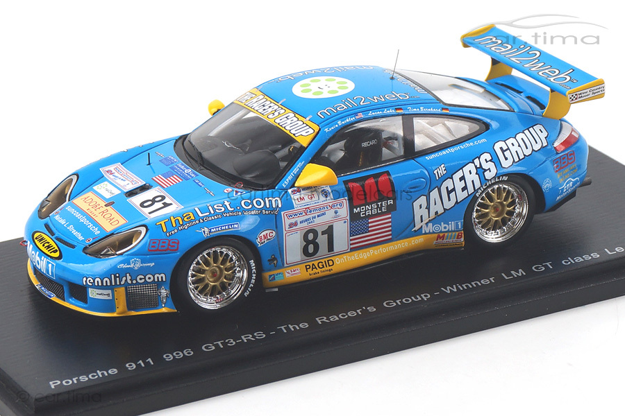Porsche 911 (996) GT3 RS Class Winner 24h Le Mans 2002 Buckler/Bernhard/Luhr Spark 1:43 S5517 Porsche 911 (996) GT3 RS Class Winner 24h Le Mans 2002 Buckler/Bernhard/Luhr Spark 1:43 S5517