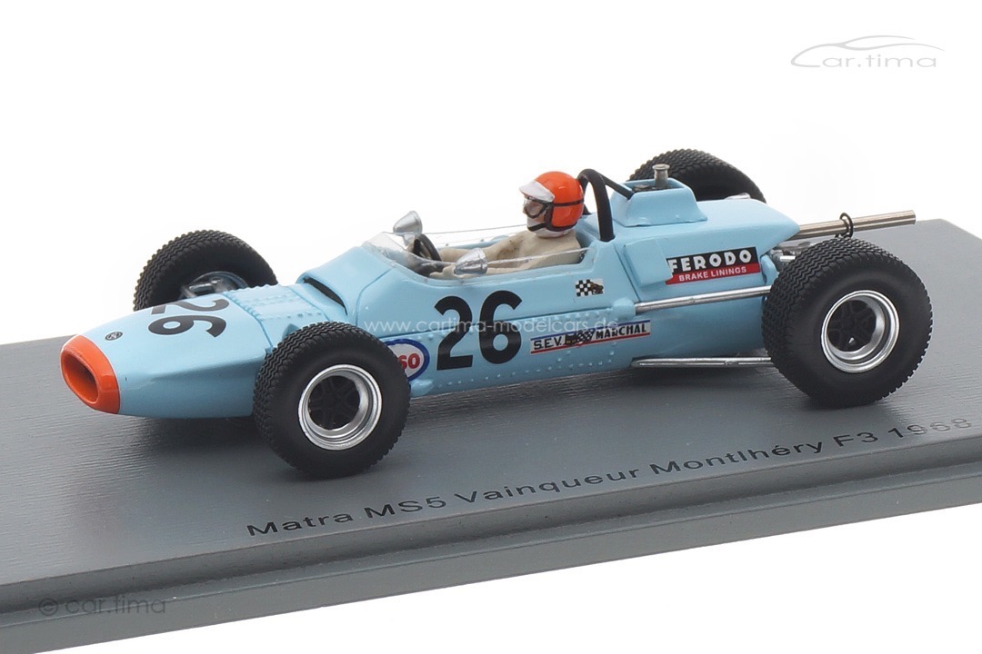 Matra MS5 Vainqueur Montlhéry F3 1968 Jean-Pierre Jabouille Spark 1:43 SF288 Matra MS5 Vainqueur Montlhéry F3 1968 Jean-Pierre Jabouille Spark 1:43 SF288