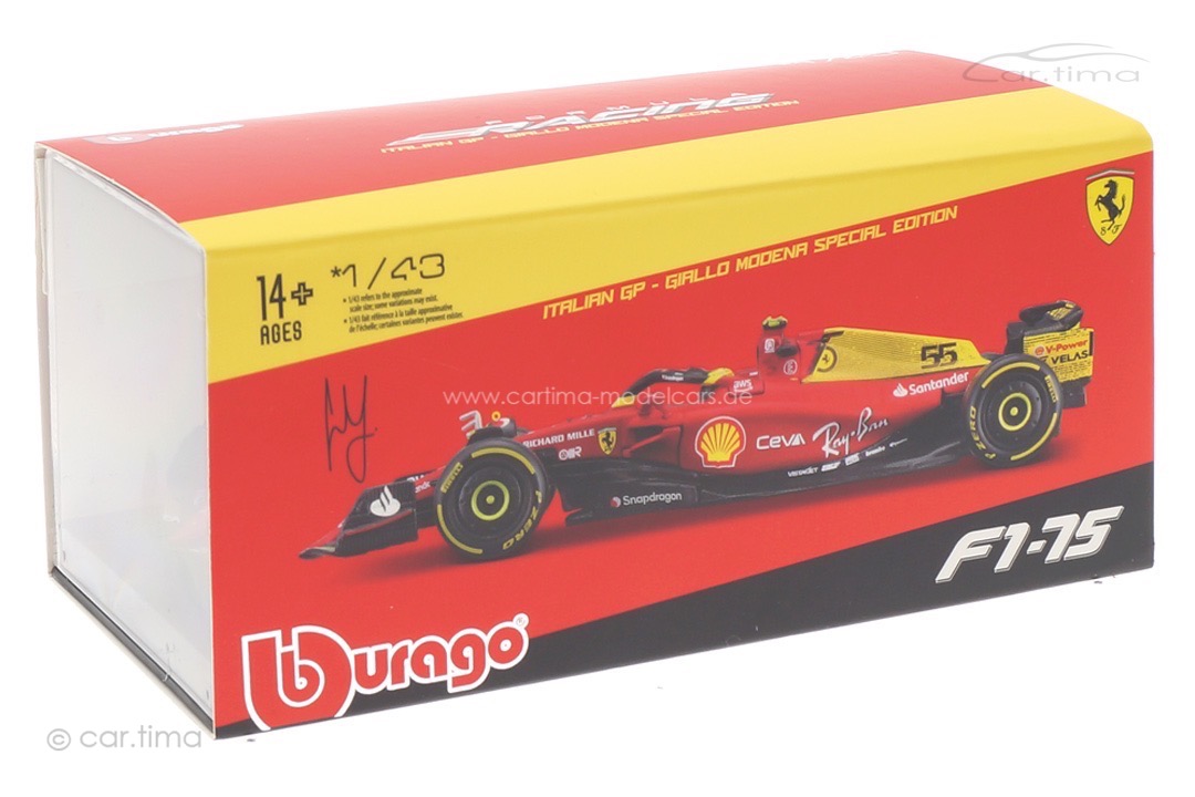 Ferrari F1-75 GP Monza 2022 Carlos Sainz Bburago 1:43 18-36831SA Ferrari F1-75 GP Monza 2022 Carlos Sainz Bburago 1:43 18-36831SA