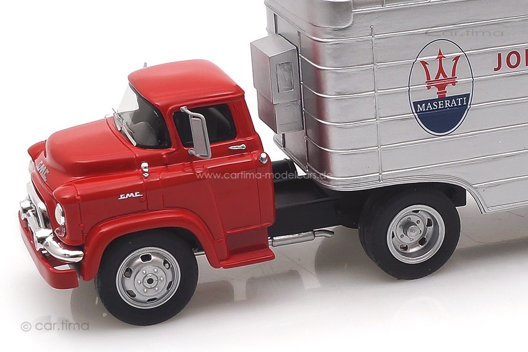 GMC Renntransporter Maserati "John Edgar Enterprises" rot/silber Schuco 1:43 450918200 GMC Renntransporter Maserati "John Edgar Enterprises" rot/silber Schuco 1:43 450918200