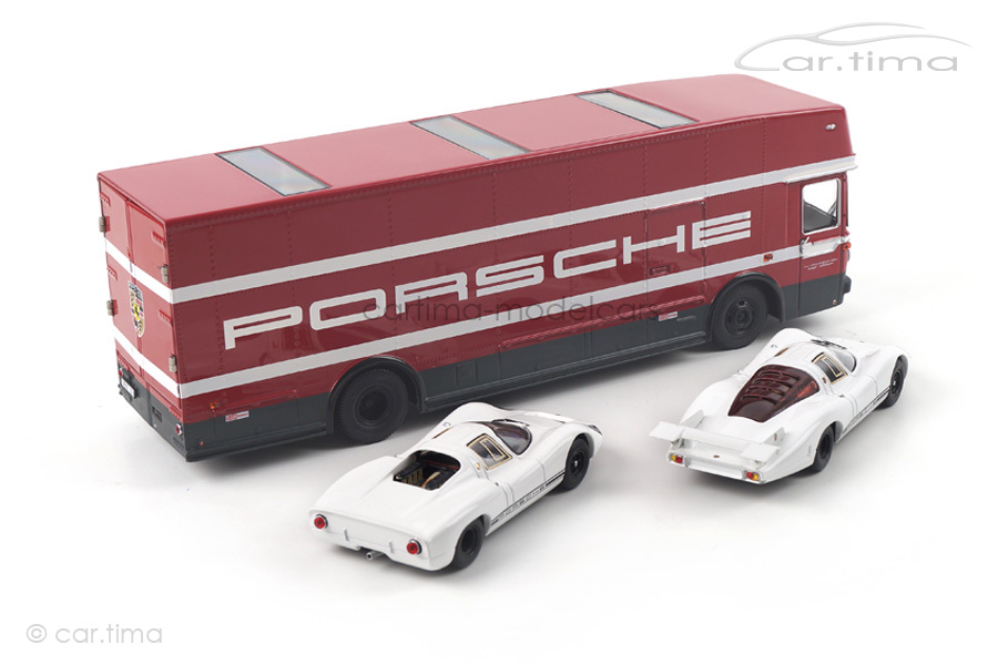 Mercedes-Benz O317 Porsche Renntransporter Porsche 908 KH + LH Schuco 1:43 450372700