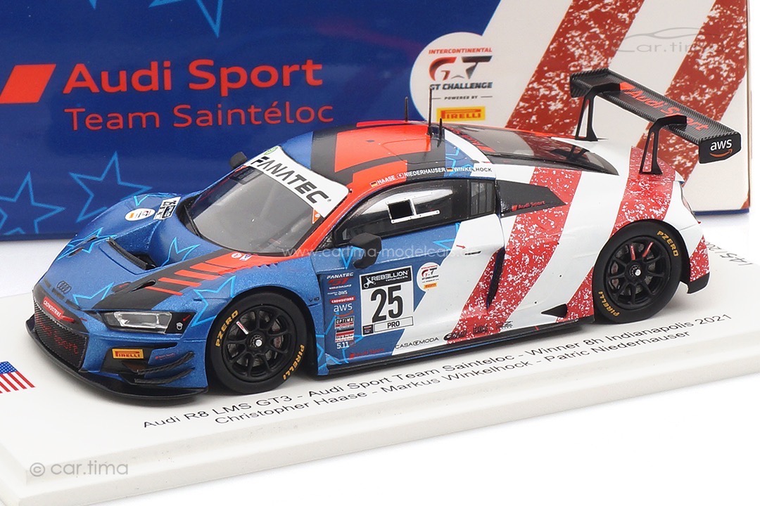 Audi R8 LMS GT3 Winner 8h Indianapolis Winkelhock/Niederhauser/Haase Spark 1:43 FF015