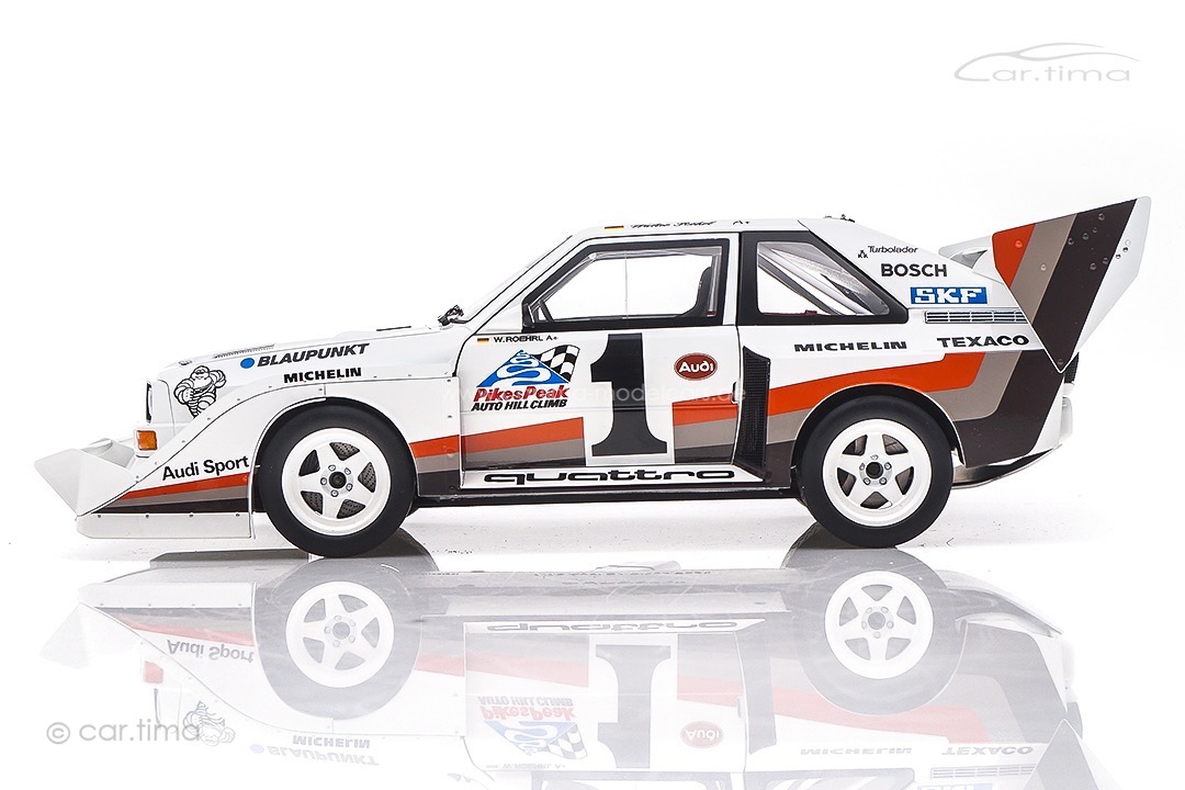 Audi Sport quattro S1 Winner Pikes Peak 1987 Walter Röhrl AUTOart 1:18 88700 Audi Sport quattro S1 Winner Pikes Peak 1987 Walter Röhrl AUTOart 1:18 88700