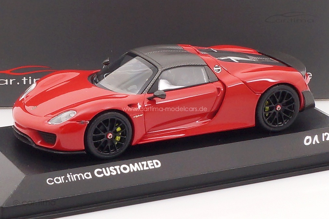 Porsche 918 Spyder Weissach Paket Indischrot/Rad schwarz Minichamps car.tima CUSTOMIZED 1:43