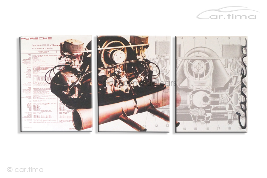 Kunstdruck auf Leinwand/Keilrahmen 356 Carrera Fuhrmann Motor 136,5x60 cm