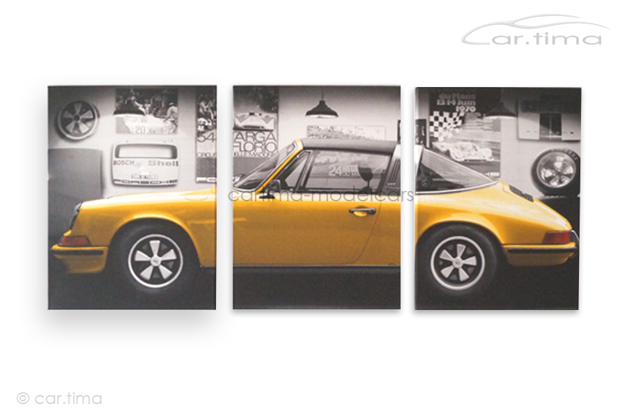 Kunstdruck auf Leinwand/Keilrahmen Porsche 911 Targa gold met. 136,5x60 cm
