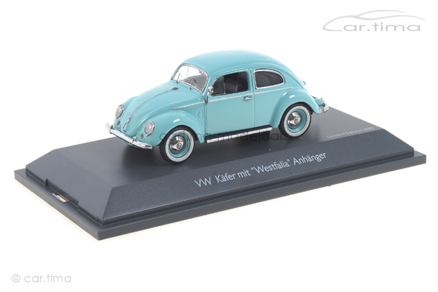 VW Käfer Ovali mit Westfalia-Anhänger türkis Schuco 1:43 450269900 VW Käfer Ovali mit Westfalia-Anhänger türkis Schuco 1:43 450269900