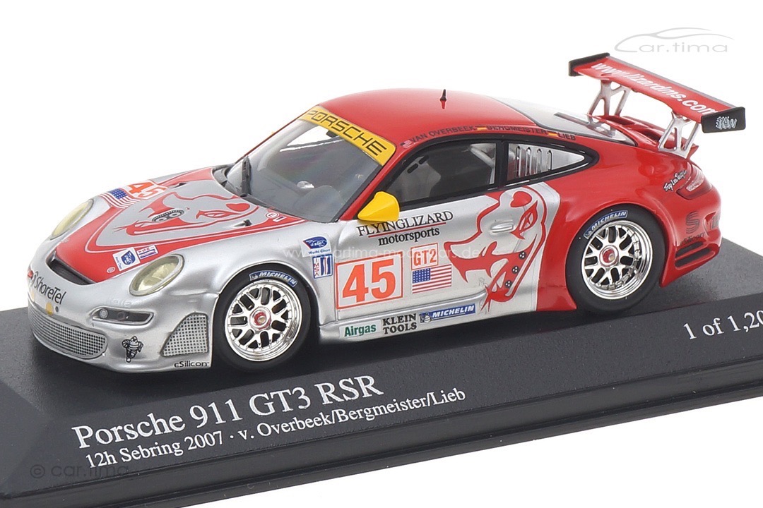 Porsche 911 (997) GT3 RSR Sebring 2007 van Overbeek/Lieb/Bergmeister Minichamps 1:43 400076445