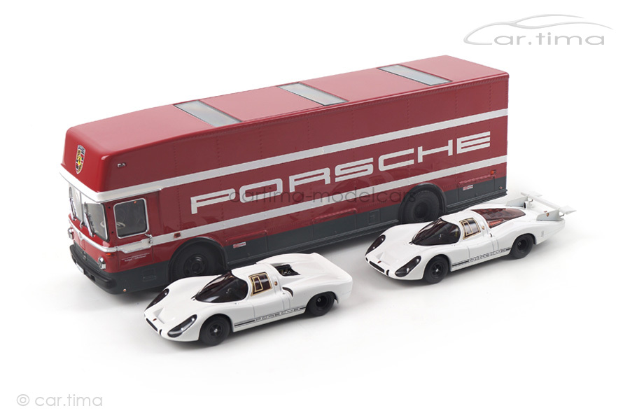 Mercedes-Benz O317 Porsche Renntransporter Porsche 908 KH + LH Schuco 1:43 450372700