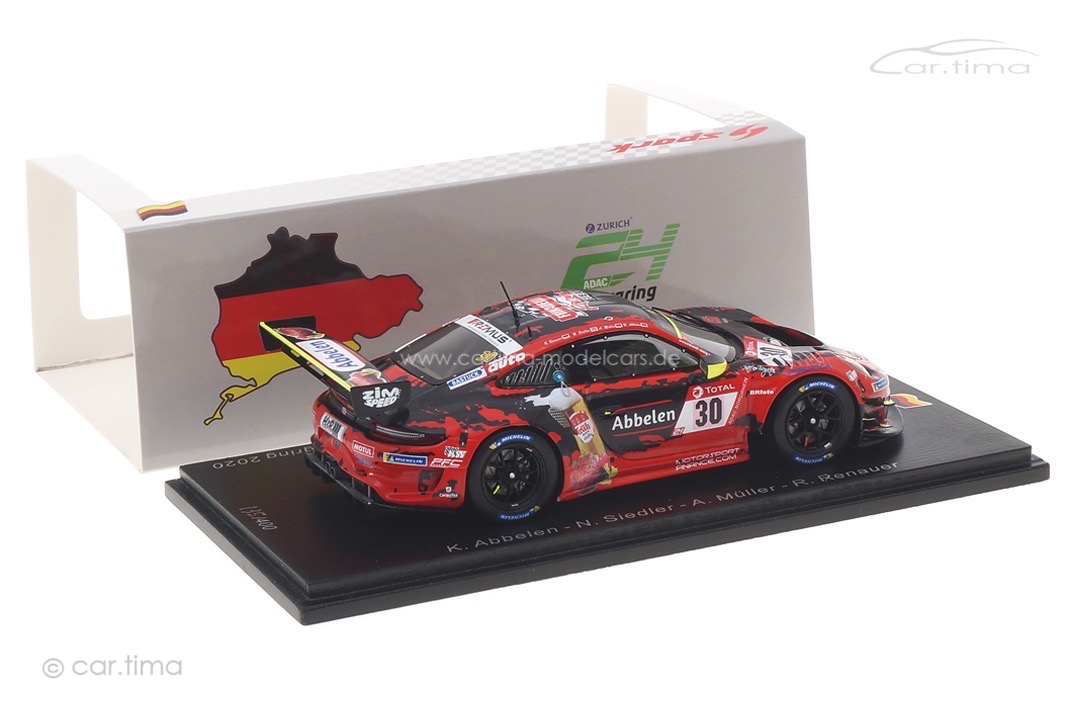 Porsche 911 GT3 R 24h Nürburgring 2020 Abbelen/Müller/Renauer/Siedler Spark 1:43 SG703 Porsche 911 GT3 R 24h Nürburgring 2020 Abbelen/Müller/Renauer/Siedler Spark 1:43 SG703