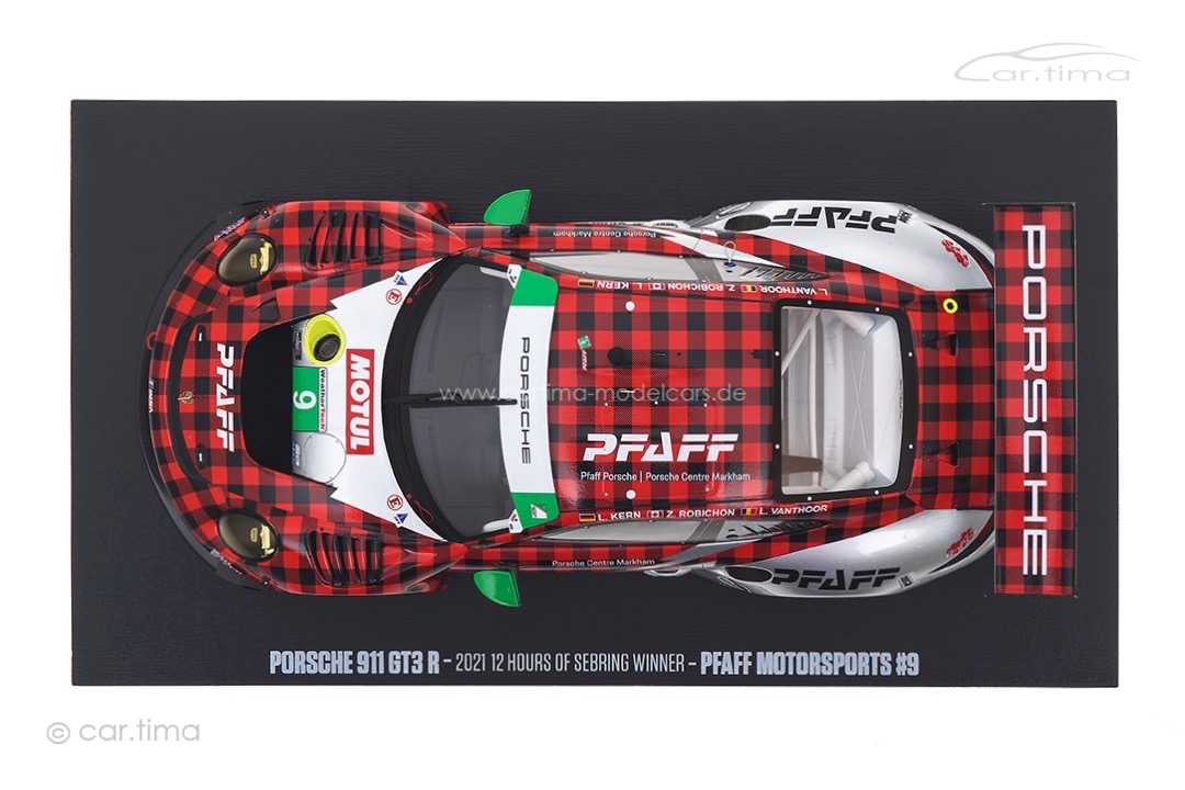 Porsche 911 GT3 R Winner GTD 12h Sebring 2021 Kern/Robichon/Vanthoor Spark 1:18 MAP02186221 Porsche 911 GT3 R Winner GTD 12h Sebring 2021 Kern/Robichon/Vanthoor Spark 1:18 MAP02186221