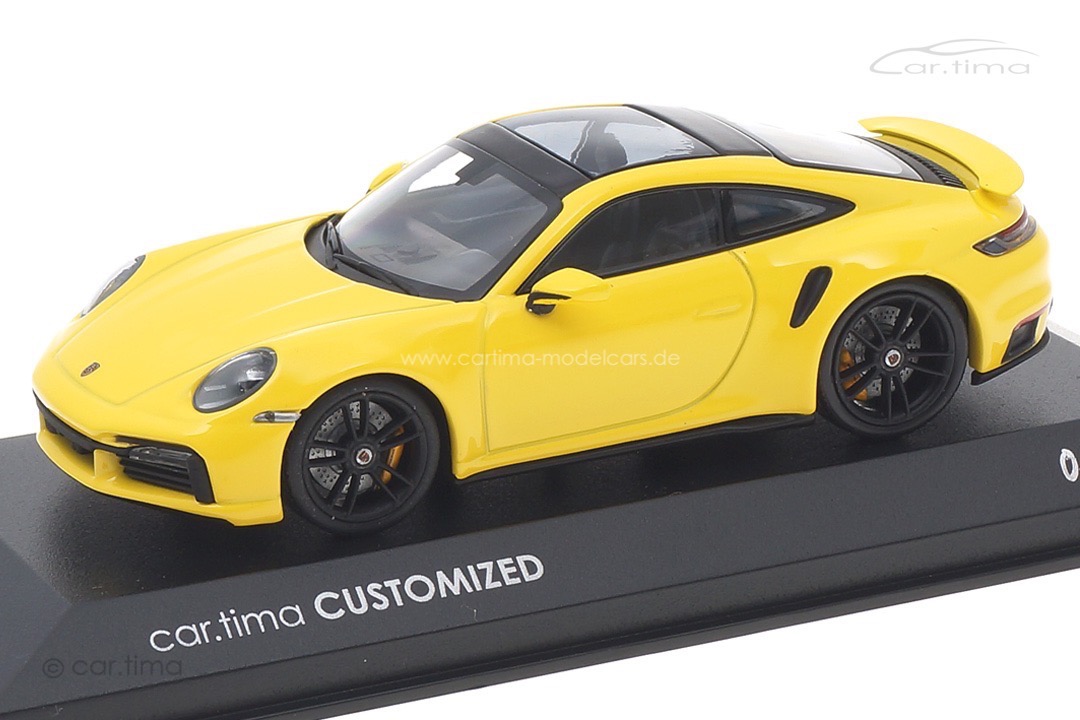Porsche 911 (992) Turbo S Racinggelb/Rad schwarz Minichamps car.tima CUSTOMIZED CAC04321032