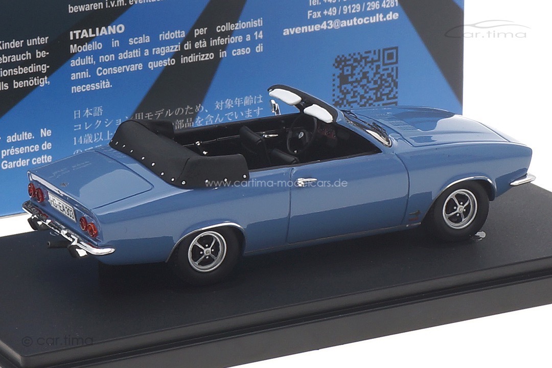 Opel Manta A Cabriolet Karmann 1971 blau Avenue43 1:43 60086 Opel Manta A Cabriolet Karmann 1971 blau Avenue43 1:43 60086