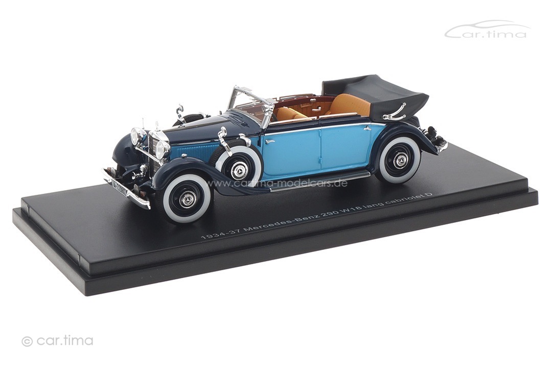 Mercedes-Benz 290 W18 lang cabriolet D 1933-36 geöffnet zweifarbig blau Esval 1:43 EMEU43043C