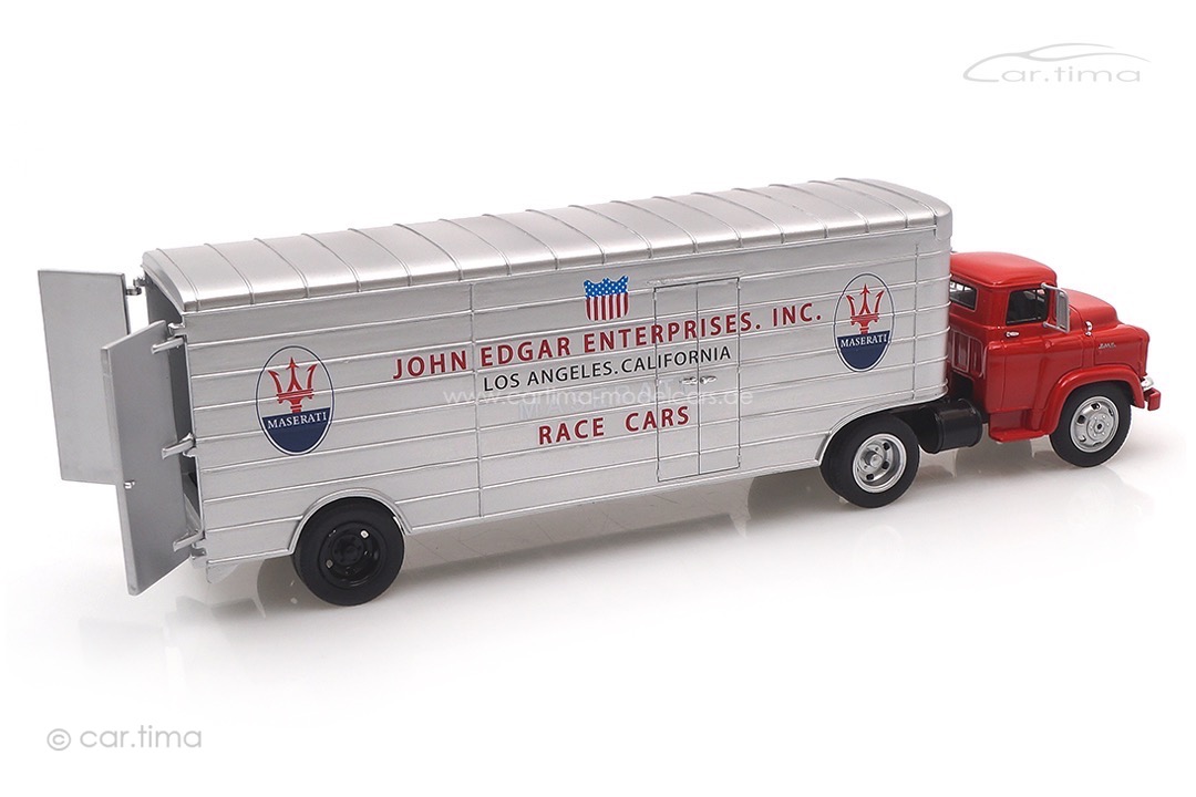 GMC Renntransporter Maserati "John Edgar Enterprises" rot/silber Schuco 1:43 450918200 GMC Renntransporter Maserati "John Edgar Enterprises" rot/silber Schuco 1:43 450918200