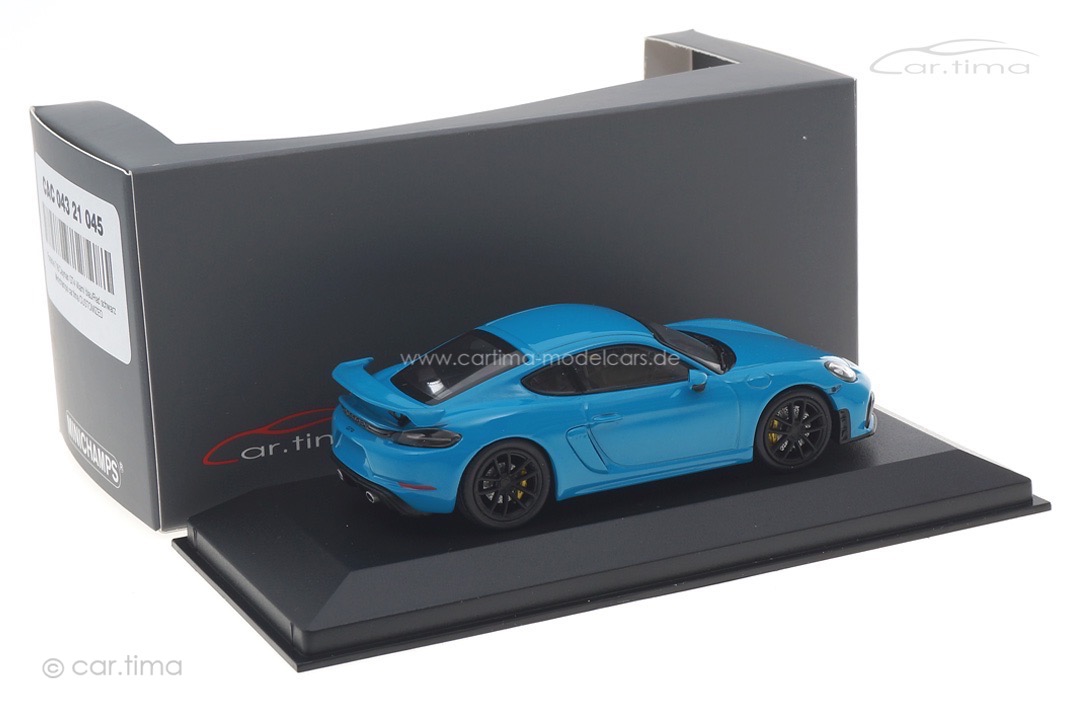 Porsche 718 Cayman GT4 Miami blau/Rad schwarz Minichamps car.tima CUSTOMIZED 1:43 Porsche 718 Cayman GT4 Miami blau/Rad schwarz Minichamps car.tima CUSTOMIZED 1:43