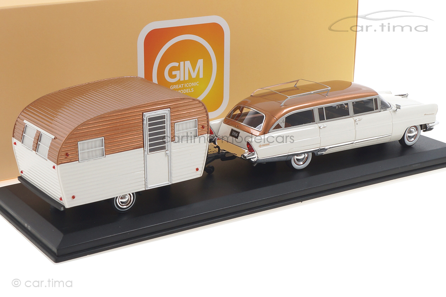 Lincoln Pioneer Station Wagon 1956 mit Wohnwagen weiß/kupfer GIM 1:43 GIM014A Lincoln Pioneer Station Wagon 1956 mit Wohnwagen weiß/kupfer GIM 1:43 GIM014A
