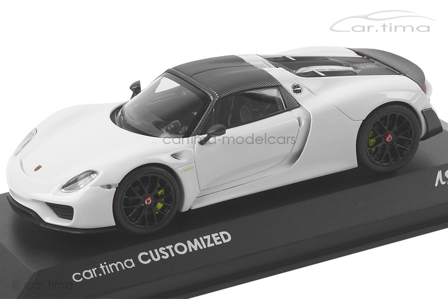Porsche 918 Spyder Weissach Paket Weiß/Rad schwarz Minichamps car.tima CUSTOMIZED