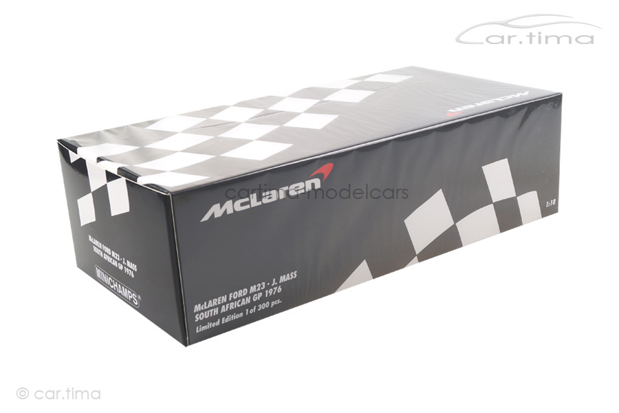 McLaren Ford M23 South African GP 1976 Jochen Mass Minichamps 1:18 530761832 McLaren Ford M23 South African GP 1976 Jochen Mass Minichamps 1:18 530761832
