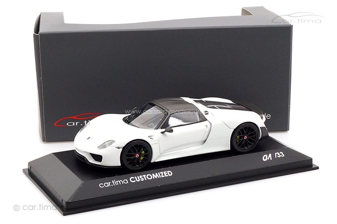 Porsche 918 Spyder Weissach Paket Weiß/Rad schwarz Minichamps car.tima CUSTOMIZED 1:43
