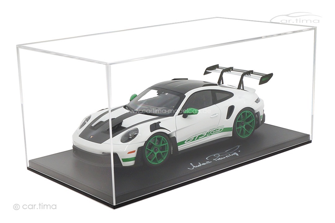 Porsche 911 (992) GT3 RS Tribute to RS Originalsignatur Andreas Preuninger inkl. Vitrine 1:12
