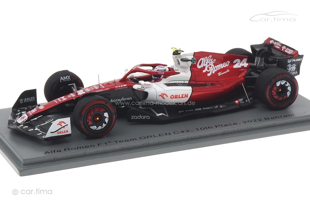 Alfa Romeo C42 GP Bahrain 2022 Zhou GuanYu Spark 1:43 S8518 Alfa Romeo C42 GP Bahrain 2022 Zhou GuanYu Spark 1:43 S8518