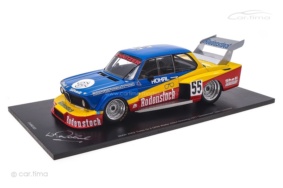 BMW 2002 Turbo Schnitzer DRM Norisring 1977 Originalsignatur Walter Röhrl Spark 1:18 CA-MAD-003-SIGN