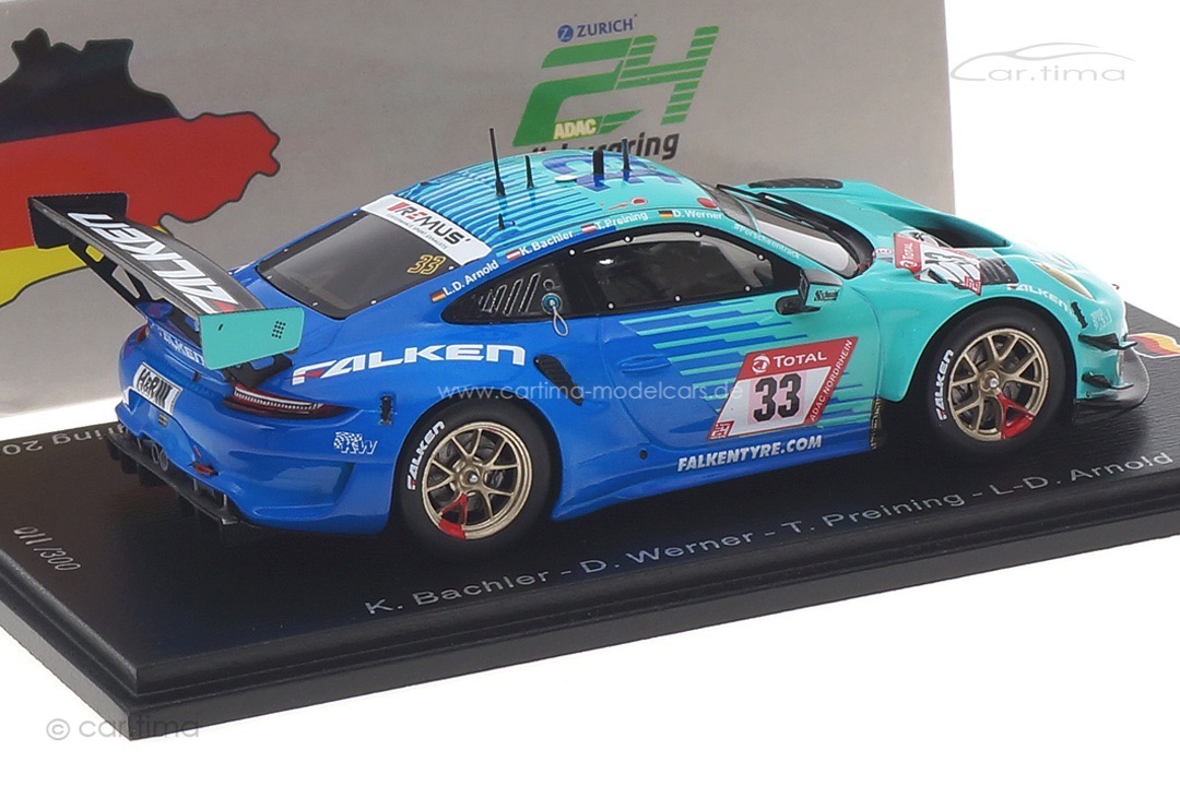 Porsche 911 GT3 R 24h Nürburgring 2021 Arnold/Bachler/Preining/Werner Spark 1:43 SG758