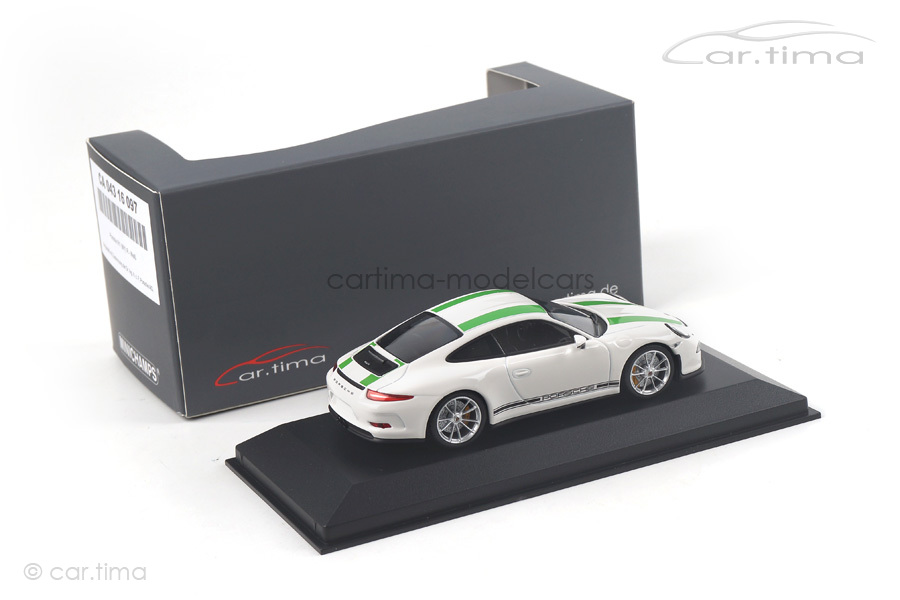 Porsche 911 (991) R Weiß/Dekorstreifen grün Minichamps 1:43 CA04316097 Porsche 911 (991) R Weiß/Dekorstreifen grün Minichamps 1:43 CA04316097