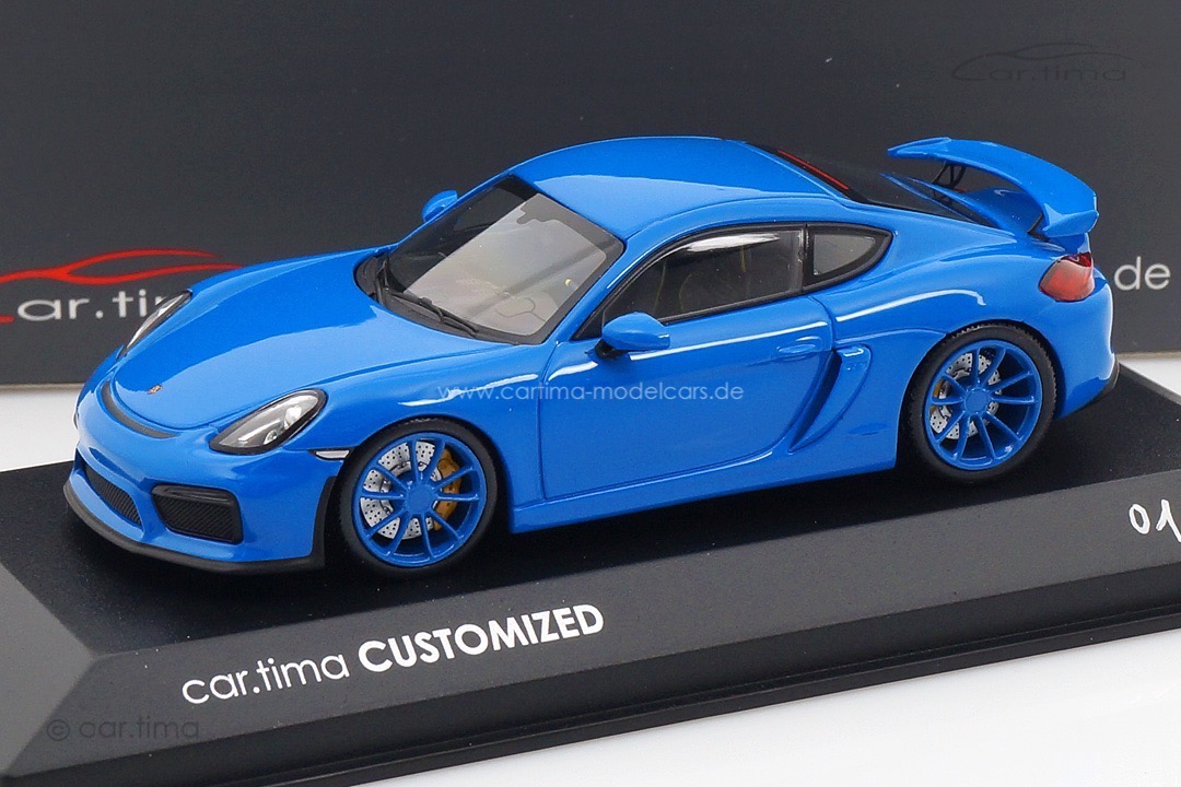 Porsche Cayman GT4 Voodooblau/Rad voodooblau Minichamps car.tima CUSTOMIZED 1:43