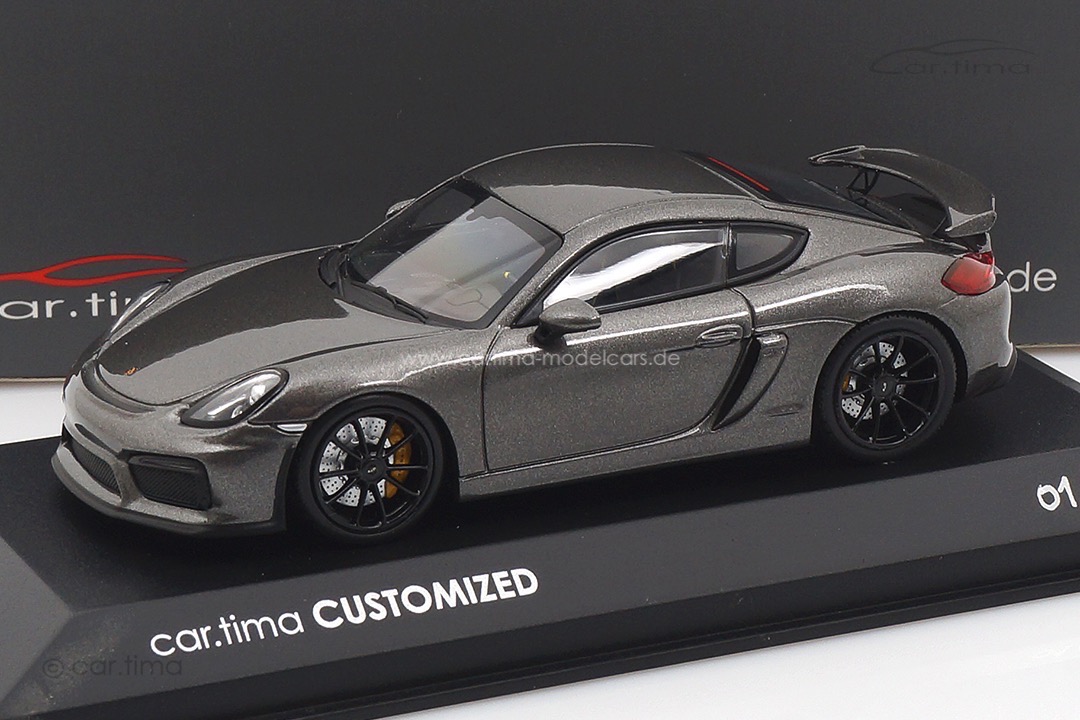 Porsche Cayman GT4 Achatgrau/Rad schwarz Minichamps car.tima CUSTOMIZED 1:43