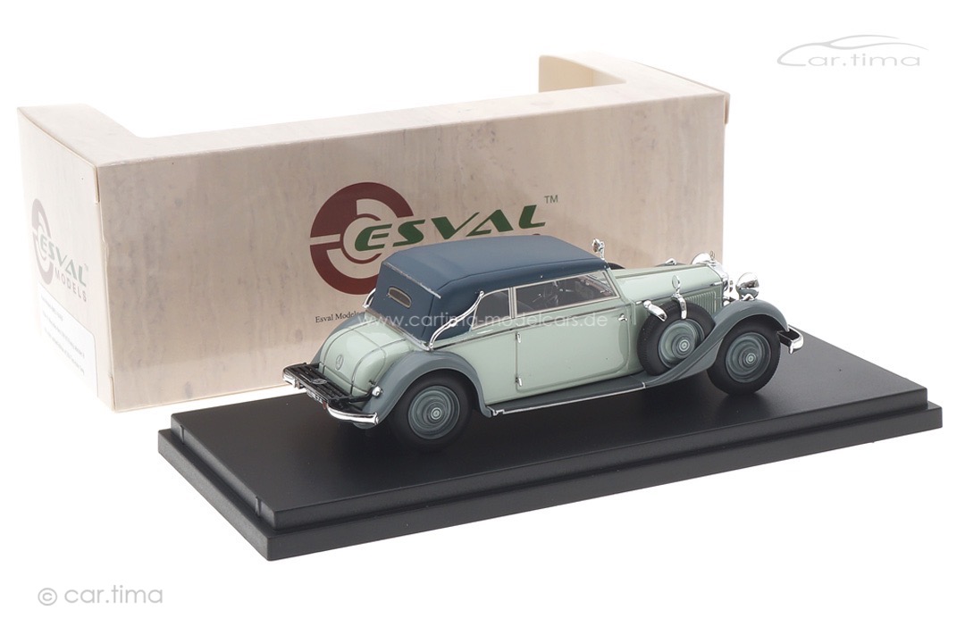 Mercedes-Benz 290 W18 lang cabriolet B 1933-36 geschlossen zweifarbig grau Esval 1:43 EMEU43043F