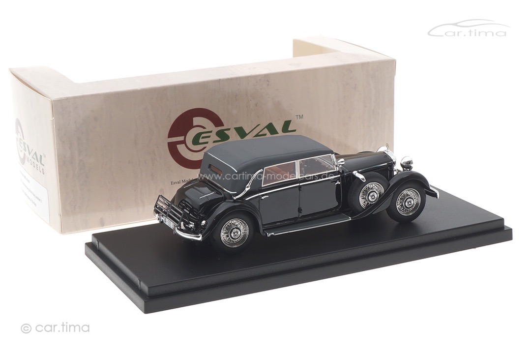 Mercedes-Benz 290 W18 lang cabriolet D 1933-36 geschlossen schwarz Esval 1:43 EMEU43043D