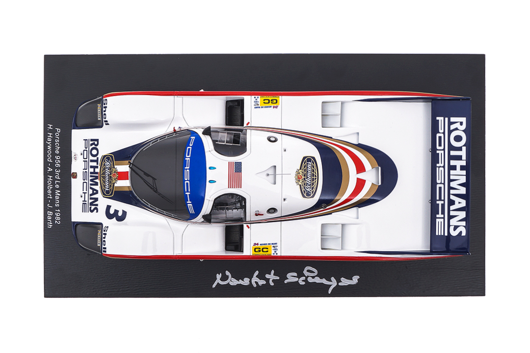 Porsche 956 L 24h Le Mans 1982 Signatur Norbert Singer inkl. Vitrine Spark 1:18 18S424SIG