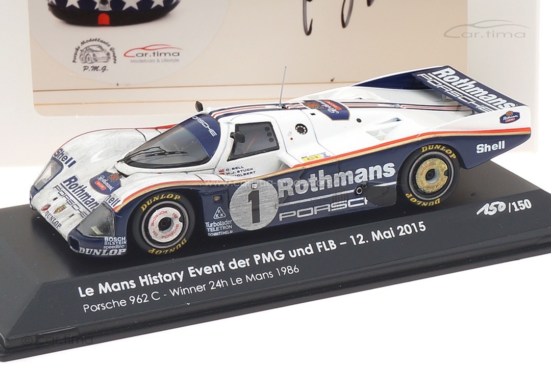 Porsche 962 C Winner 24h Le Mans PMG Le Mans History Event Originalsignatur H.J. Stuck Spark 1:43