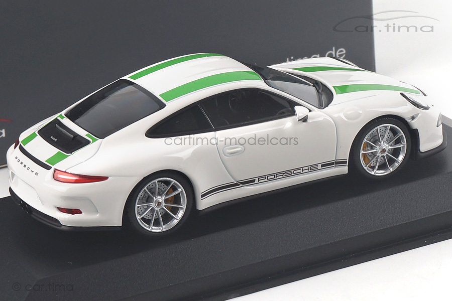 Porsche 911 (991) R Weiß/Dekorstreifen grün Minichamps 1:43 CA04316097 Porsche 911 (991) R Weiß/Dekorstreifen grün Minichamps 1:43 CA04316097
