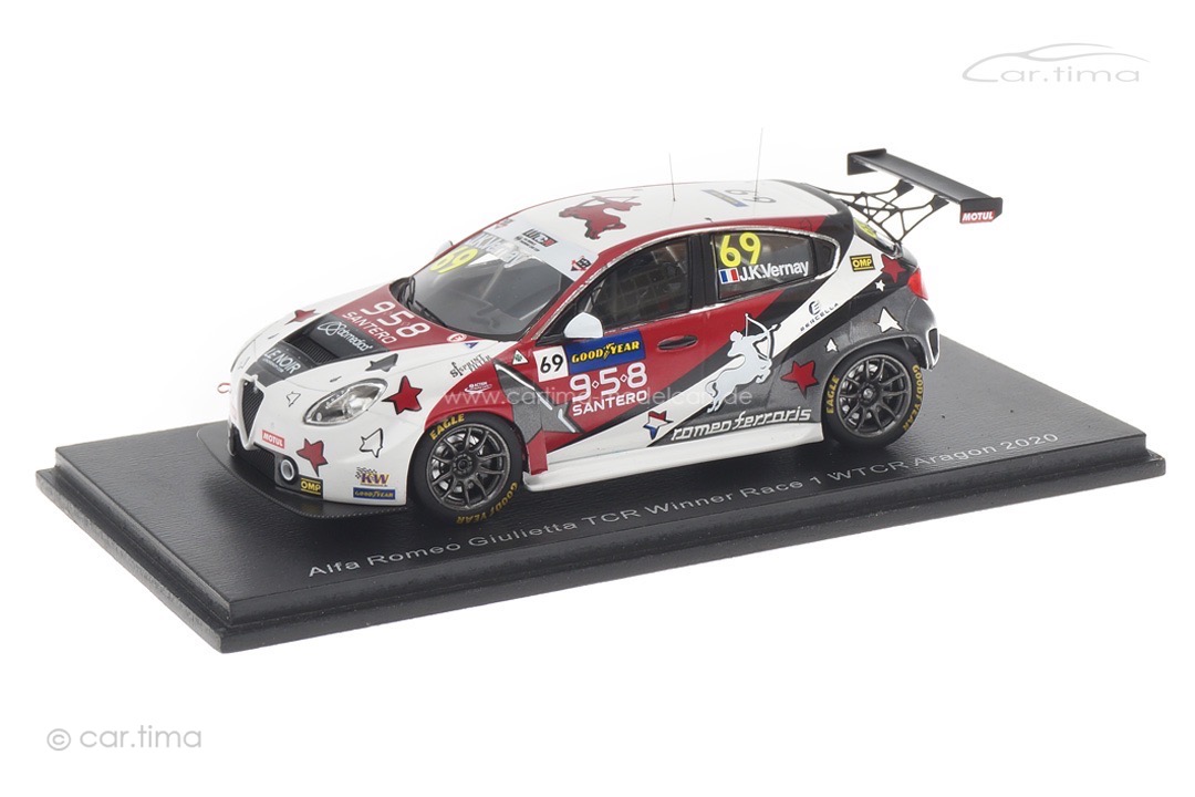 Alfa Romeo Giulietta TCR Winner Race 1 WTCR 2020 Aragon Jean-Karl Vernay Spark 1:43 S8971 Alfa Romeo Giulietta TCR Winner Race 1 WTCR 2020 Aragon Jean-Karl Vernay Spark 1:43 S8971