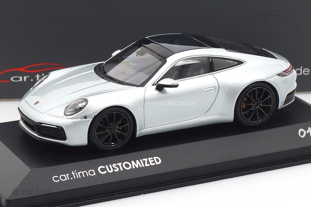 Porsche 911 (992) Carrera S Dolomitsilber/Rad schwarz Minichamps car.tima CUSTOMIZED 1:43
