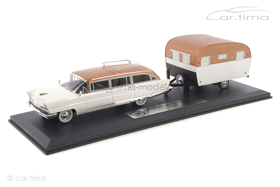 Lincoln Pioneer Station Wagon 1956 mit Wohnwagen weiß/kupfer GIM 1:43 GIM014A Lincoln Pioneer Station Wagon 1956 mit Wohnwagen weiß/kupfer GIM 1:43 GIM014A