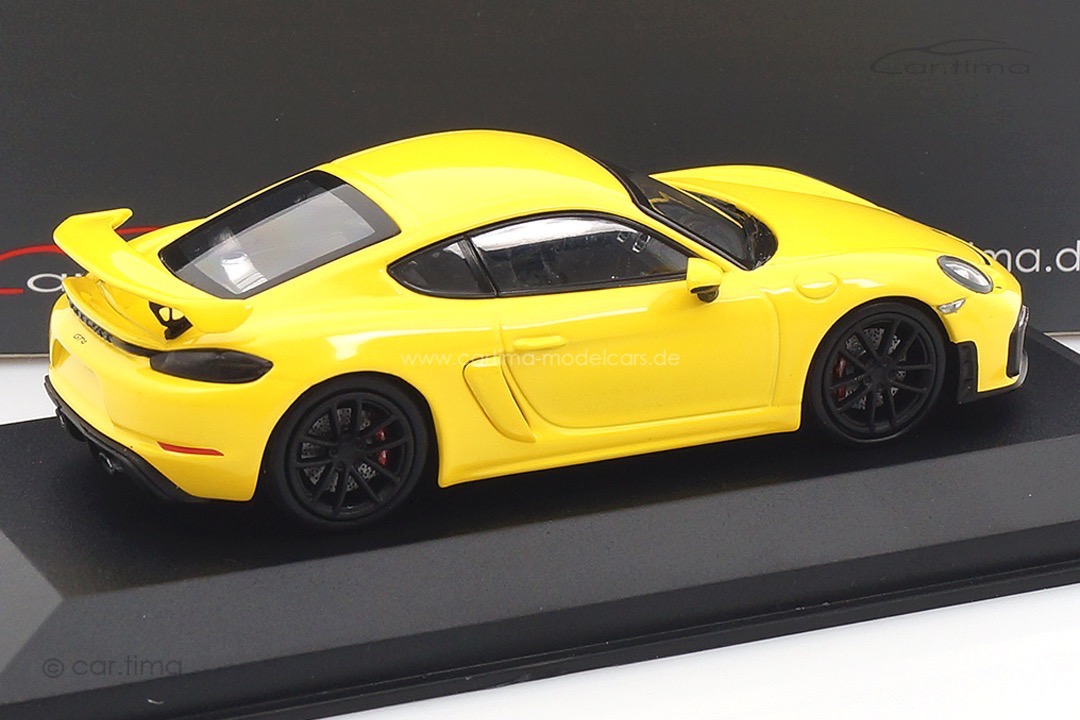 Porsche Cayman GT4 (718) Racinggelb/Rad schwarz Minichamps car.tima CUSTOMIZED 1:43