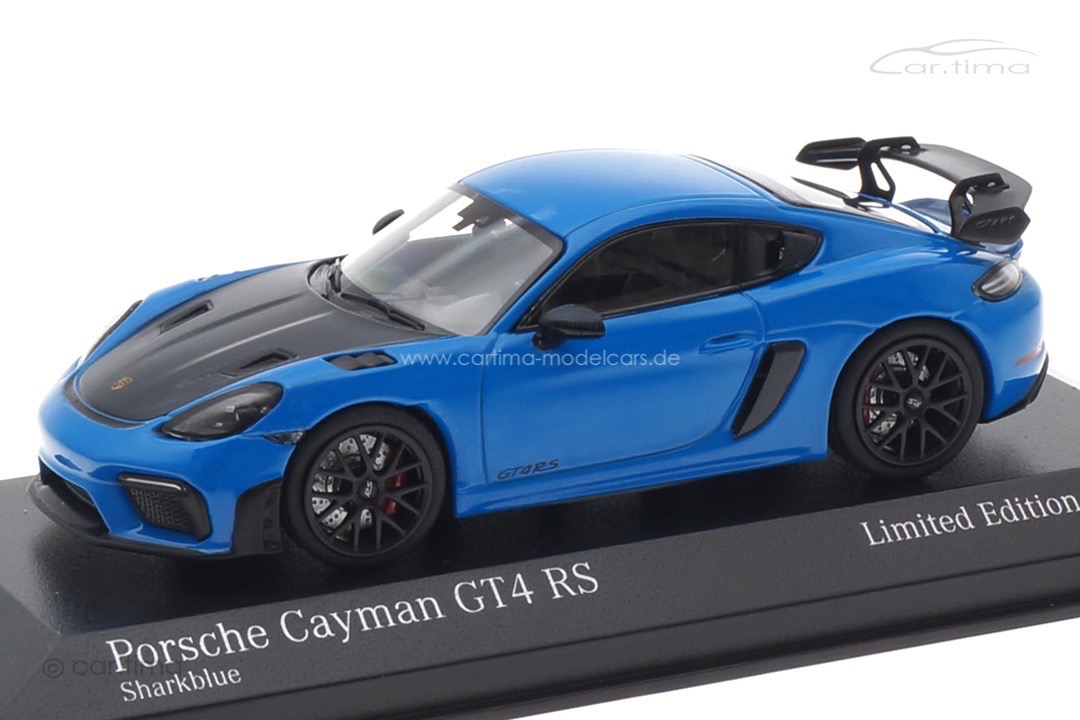 Porsche 718 (982) Cayman GT4 RS Weissach Package Sharkblue/Rad schwarz Minichamps 1:43 413069706