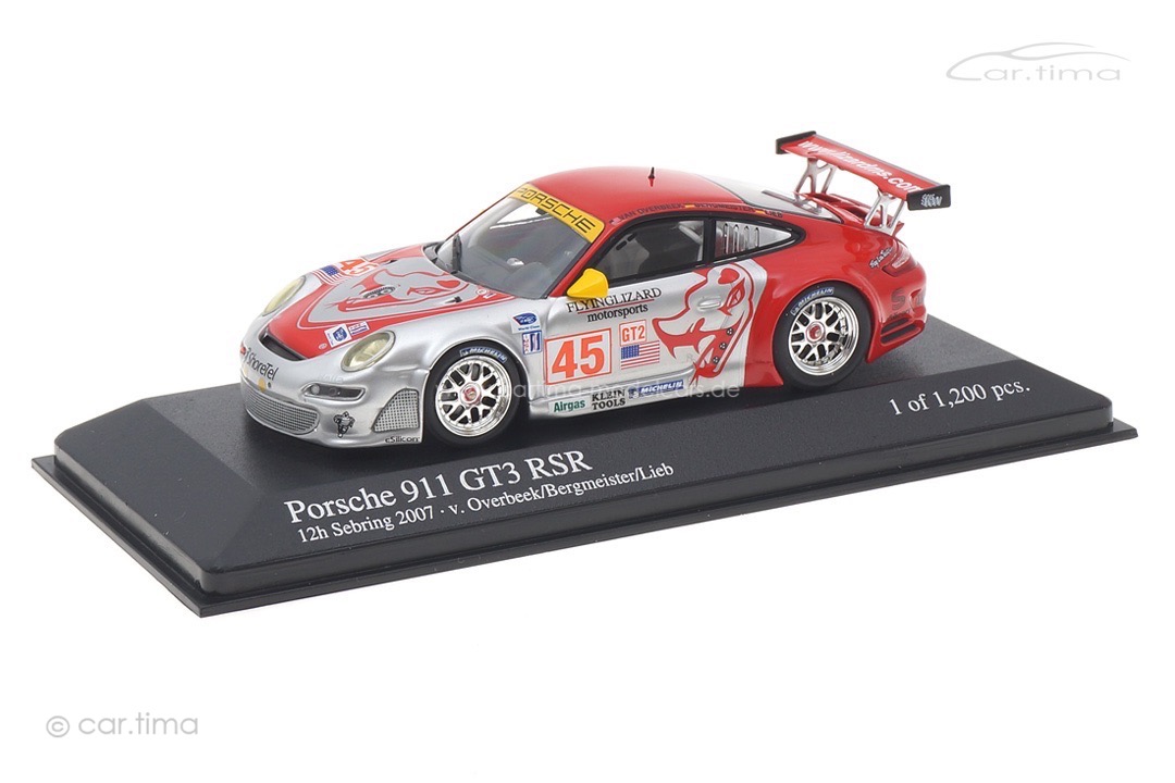 Porsche 911 (997) GT3 RSR Sebring 2007 van Overbeek/Lieb/Bergmeister Minichamps 1:43 400076445
