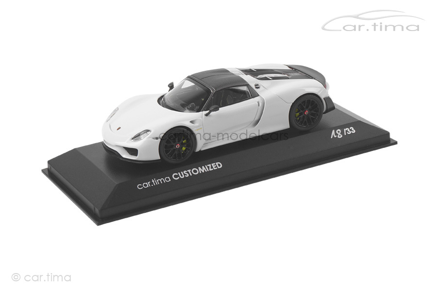 Porsche 918 Spyder Weissach Paket Weiß/Rad schwarz Minichamps car.tima CUSTOMIZED