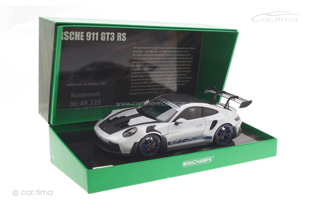 Porsche 911 (992) GT3 RS Weissach Package Icegreymet. Record run Minichamps 1:18 110062021