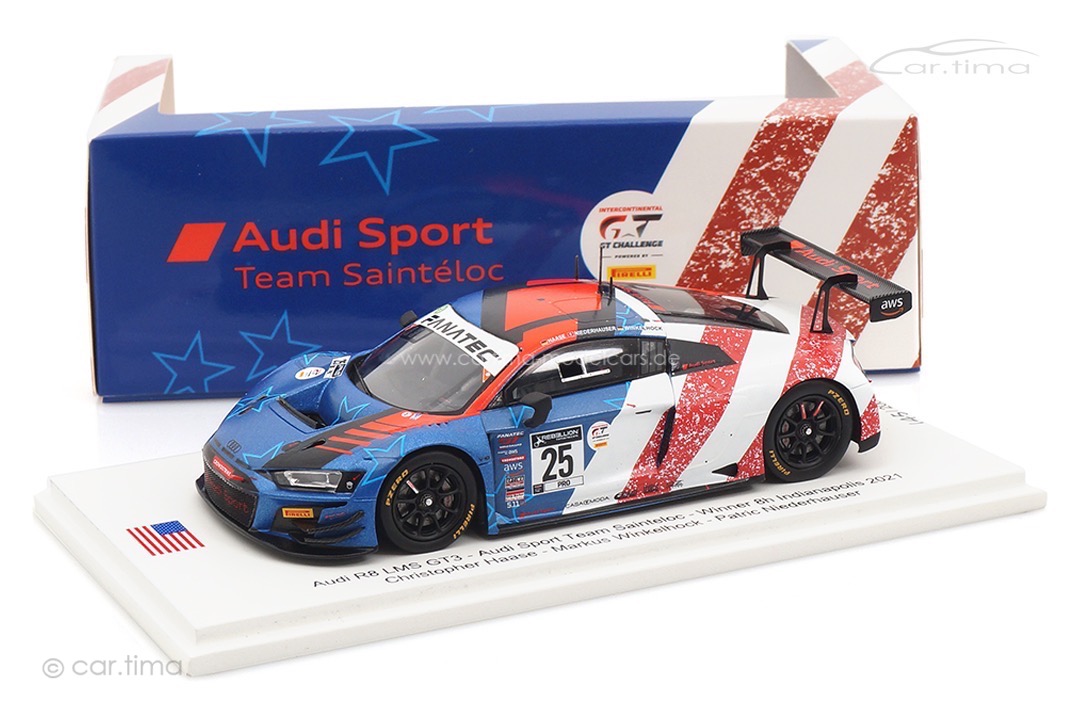 Audi R8 LMS GT3 Winner 8h Indianapolis Winkelhock/Niederhauser/Haase Spark 1:43 FF015