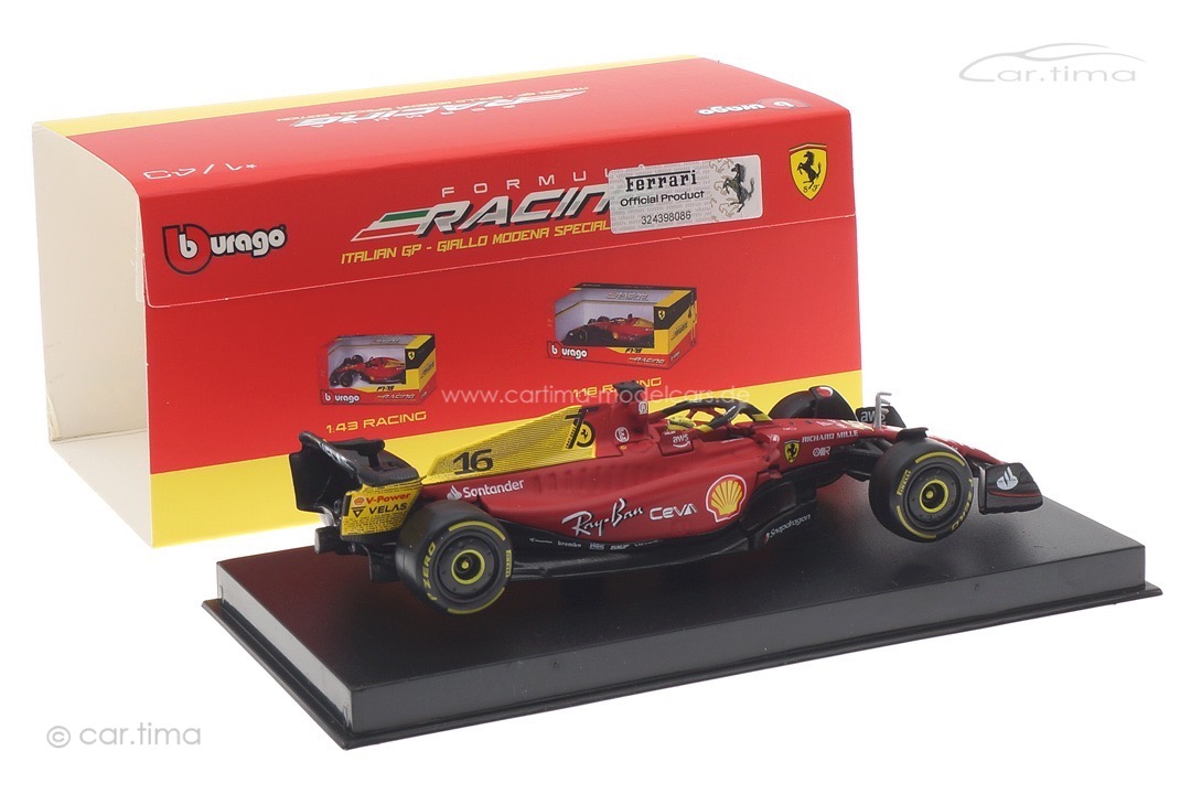 Ferrari F1-75 GP Monza 2022 Charles Leclerc Bburago 1:43 18-36831LE Ferrari F1-75 GP Monza 2022 Charles Leclerc Bburago 1:43 18-36831LE