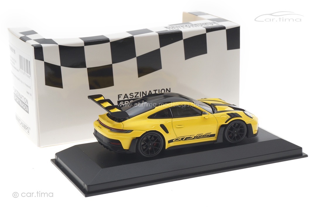 Porsche 911 (992) GT3 RS Weissach Paket Racinggelb/Rad schwarz Minichamps 1:43 413062116 Porsche 911 (992) GT3 RS Weissach Paket Racinggelb/Rad schwarz Minichamps 1:43 413062116