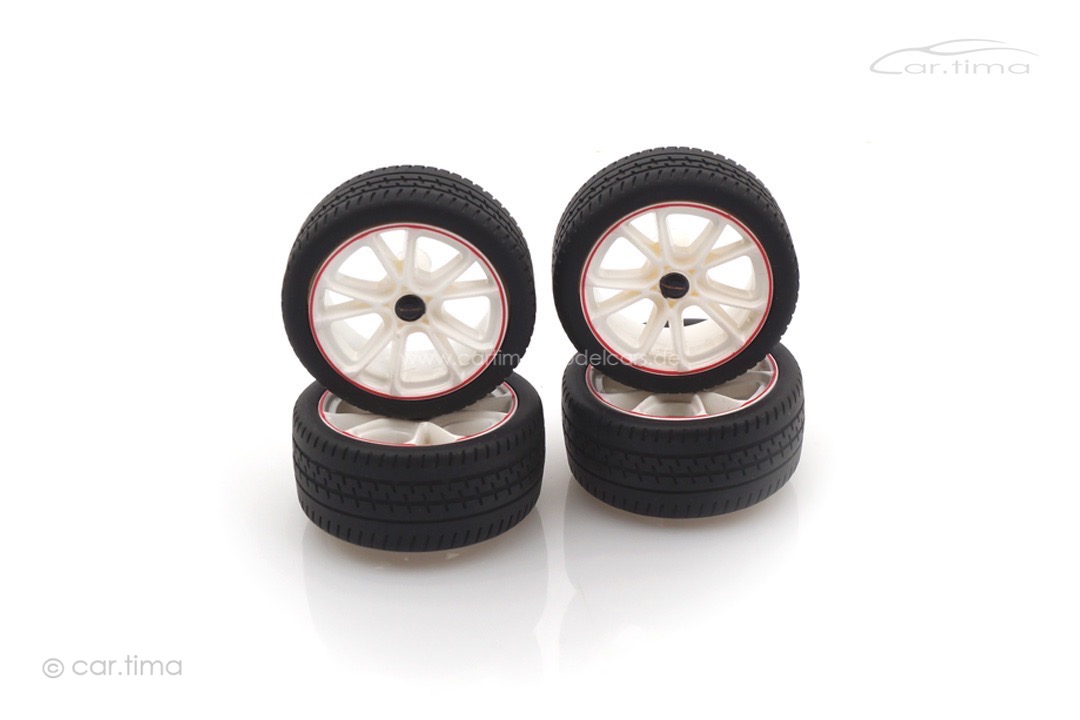 Radsatz/Wheel set TECHART Formula VI Race weiß / roter Rand 1:18 CARXXX25016