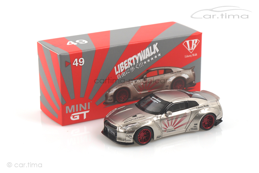 Liberty Walk Nissan GT-R R35 (RHD) Satin Silver MINI GT 1:64 MGT00049-R Liberty Walk Nissan GT-R R35 (RHD) Satin Silver MINI GT 1:64 MGT00049-R